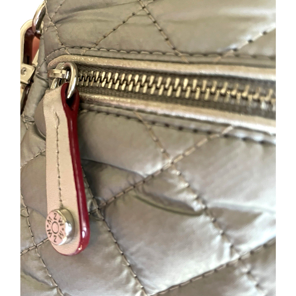 MZ WALLACE Micro Crosby Women's Silver Quilted Crossbody Bag Top Zip Nylon Strap - Picture 5 of 8